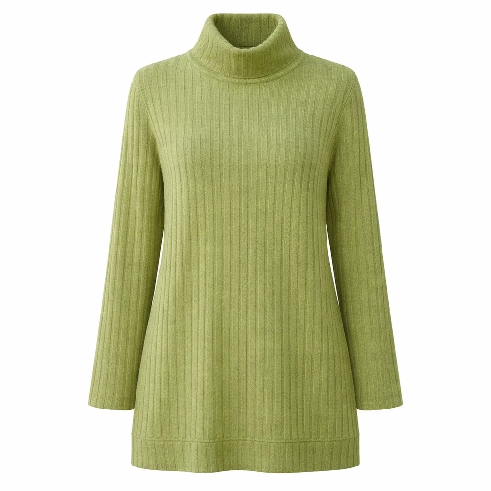 Women's Olive Green Ribbed Turtleneck Sweater - NWOT